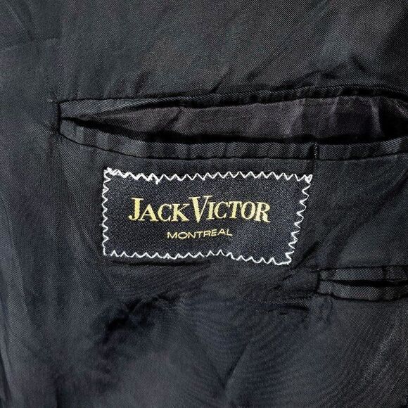 Jack Victor Super 100s Wool 1 Felt Button Tuxedo Jacket‎ 46L Black Notch Lapel - Picture 8 of 12